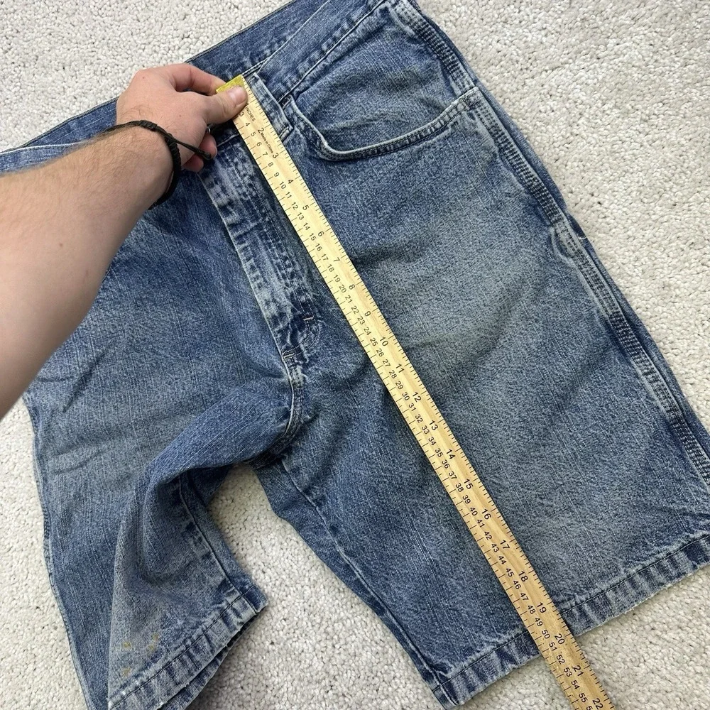 Vintage Wrangler Carpenter Shorts Mens 32 Blue Denim Workwear Faded Y2K Grunge